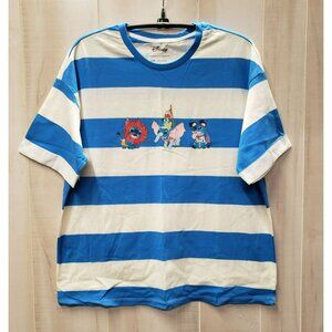Hot Topic Disney Stitch Shirt, Med, Her Universe, Blue & White Stripe, S/S T